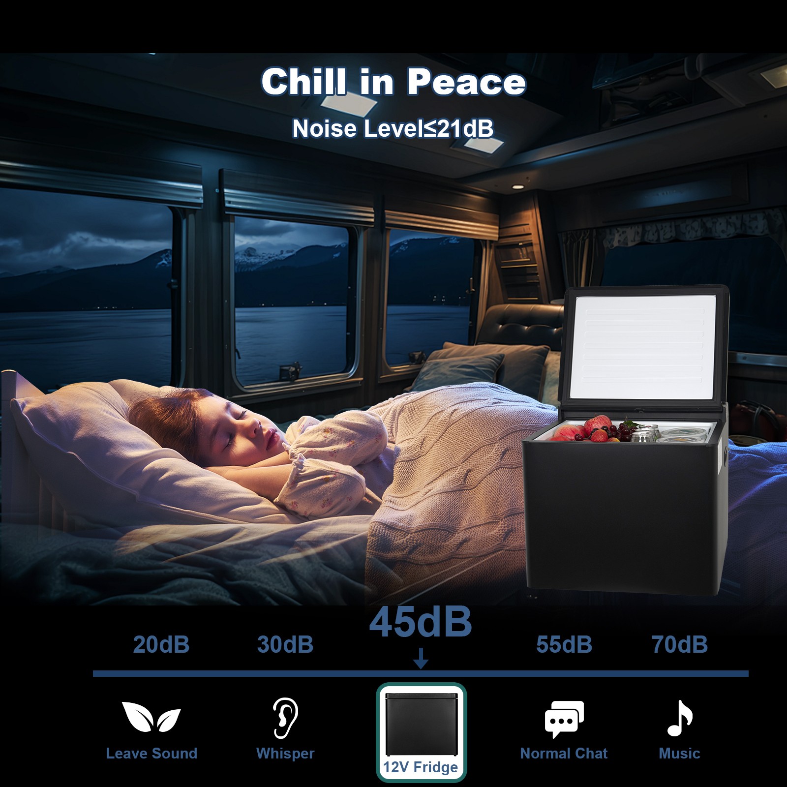 Smad 3 Way Campervan Fridge 1.4cu.ft Gas LPG/12V/110V Quiet Camping Refrigerator