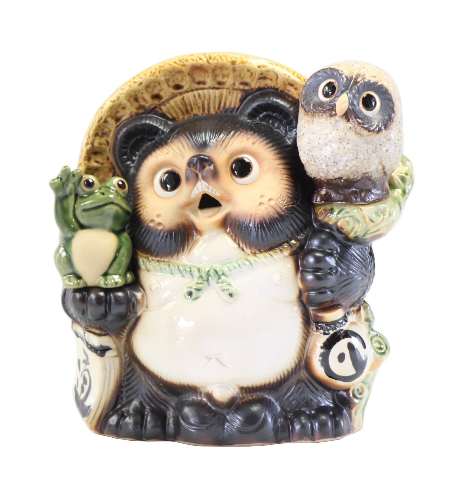 Shigaraki Ware Tanuki No. 8.5 Ceramic Figurine 10.2in Japan