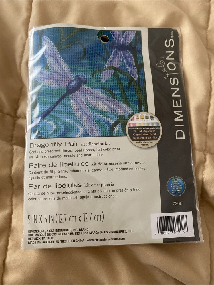 DRAGONFLY PAIR Dimensions needlepoint kit NEW 5 x 5 NIP