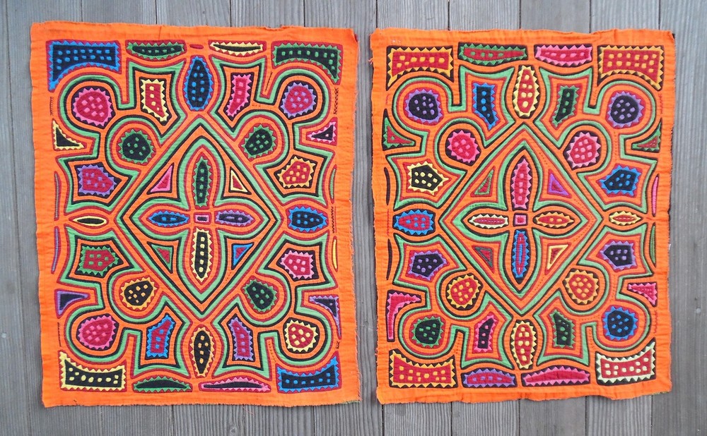 Nice PAIR! front & back large Geometric Abstract GUNA MOLA [Boston Primitive]