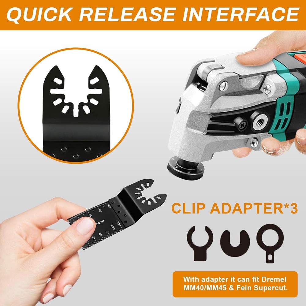 50 Pack Oscillating Tool Blade - Universal Titanium Multitool Blades, Black