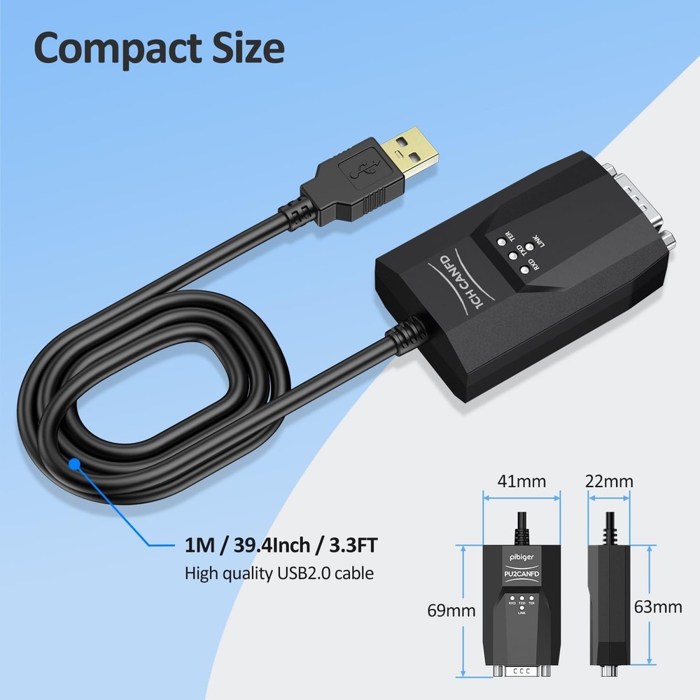 Pibiger USB to CAN Analyzer Cable SavvyCAN-FD- C FD Speed SavvyCAN-FD-C