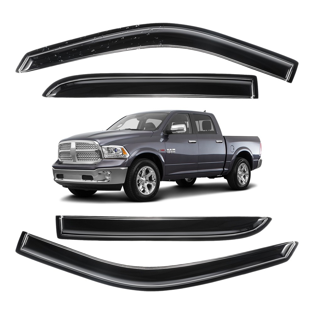 Window Visors Vent Rain Guards For 2009-2018 Dodge Ram 1500 2500 Crew Cab