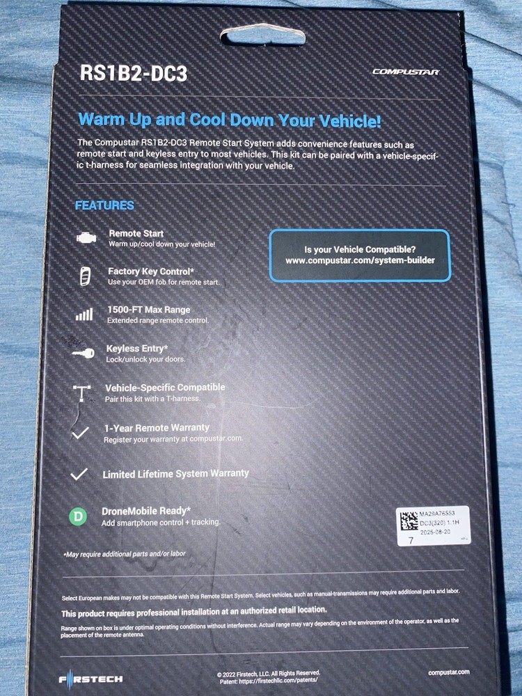 Compustar RS1B2-DC3 All-in-One System Remote Starter (Automatic Only)