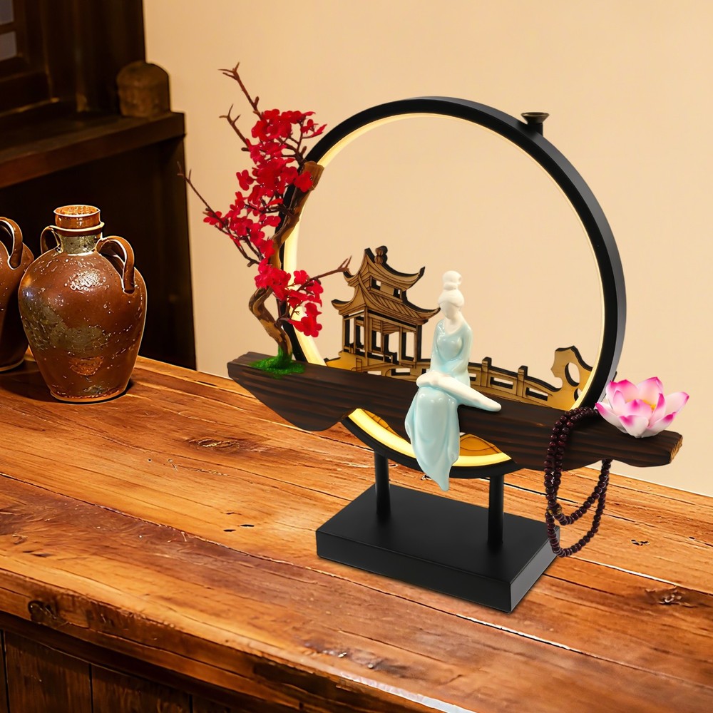 Backflow Incense Holder with LED Light, Ceramic Backflow Incense Burner