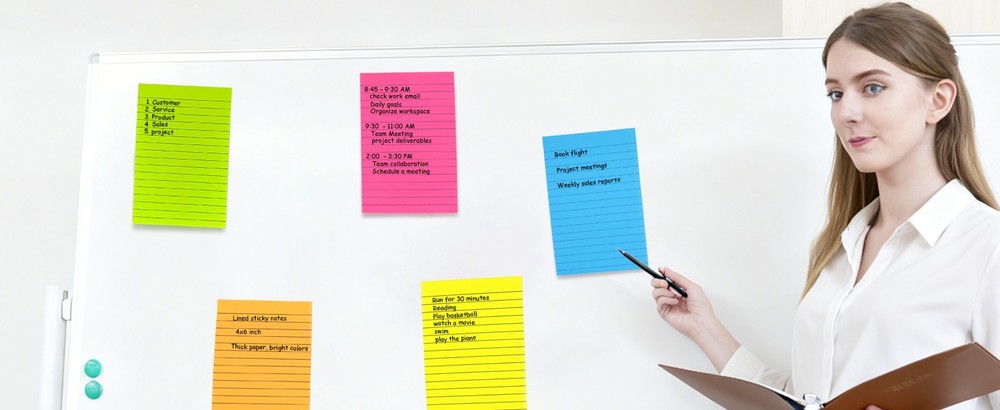 Lined Stiy Notes in Post, Lar Stiy Pads with Lines Self-Sti Note