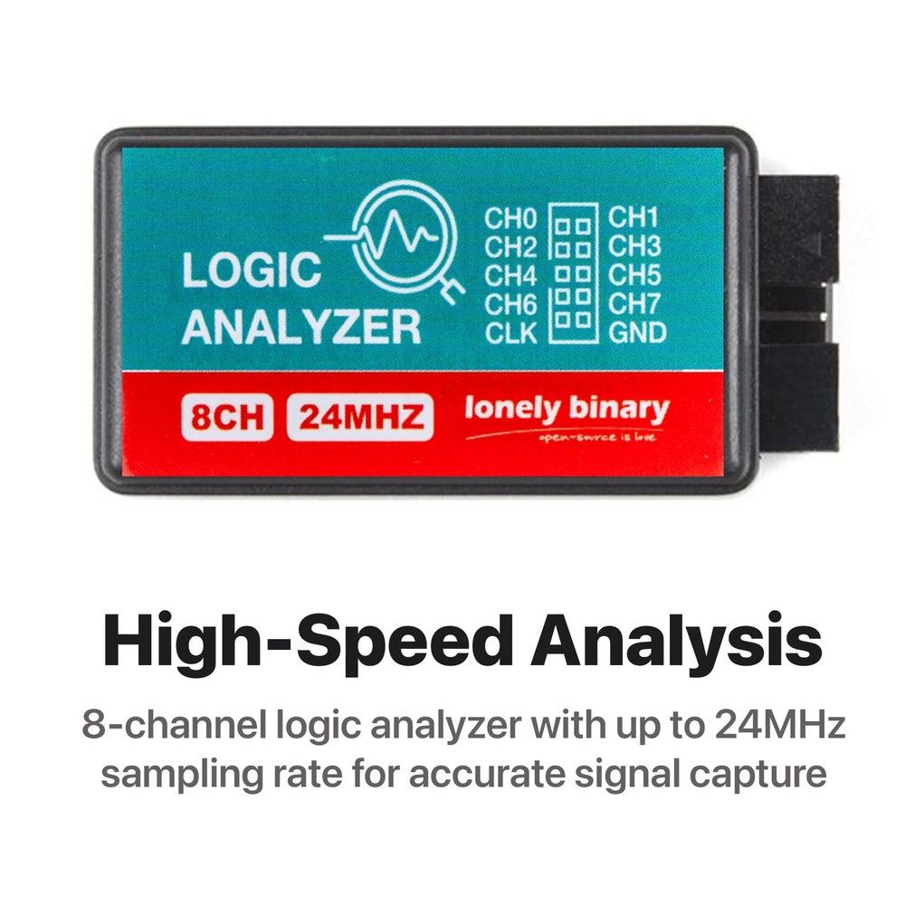 Logic Analyzer 8 Channels 24MHz USB Kit with Base Module, Breadboard Breakout...
