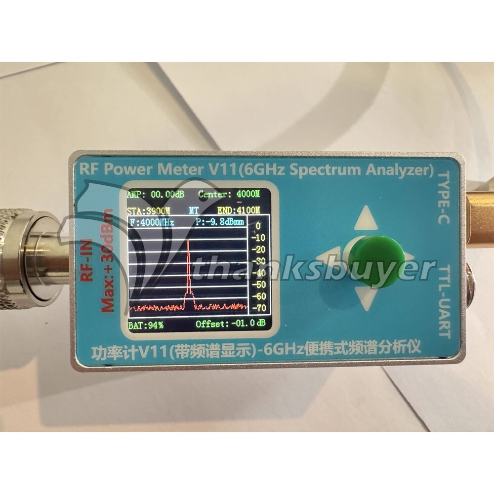 RF Power Meter V11 & 6GHz Spectrum Analyzer + Type-C Cable + SMA Adapter