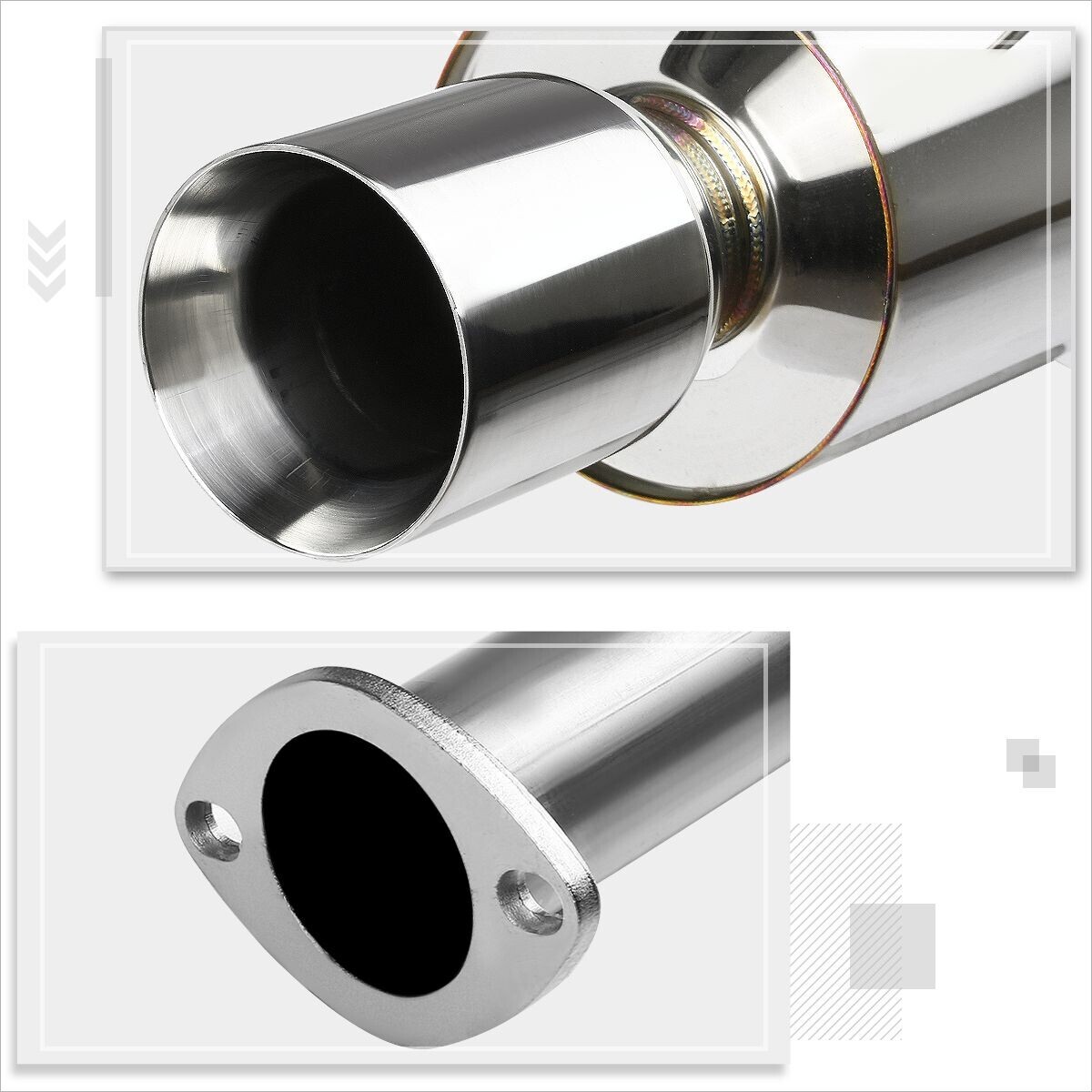 For 92-00 Honda Civic Coupe/Sedan 4" Rolled Tip Muffler Catback Exhaust System