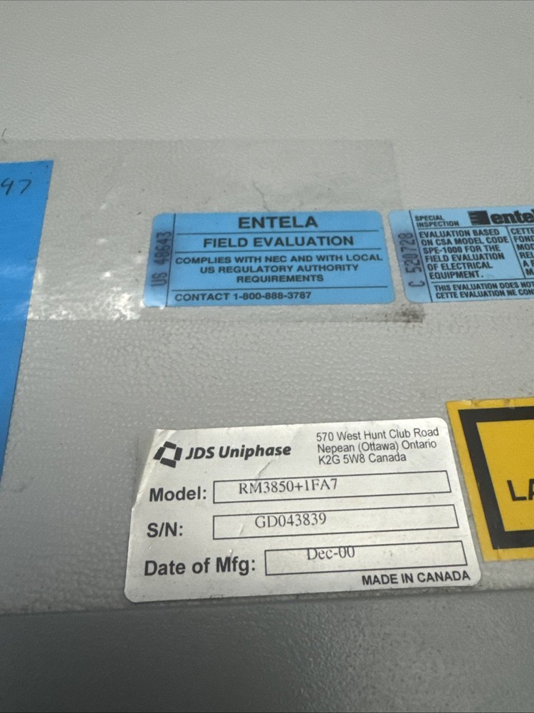 JDS Uniphase RM3 Back Reflection Meter 1650nm Source RM3850+1FA7