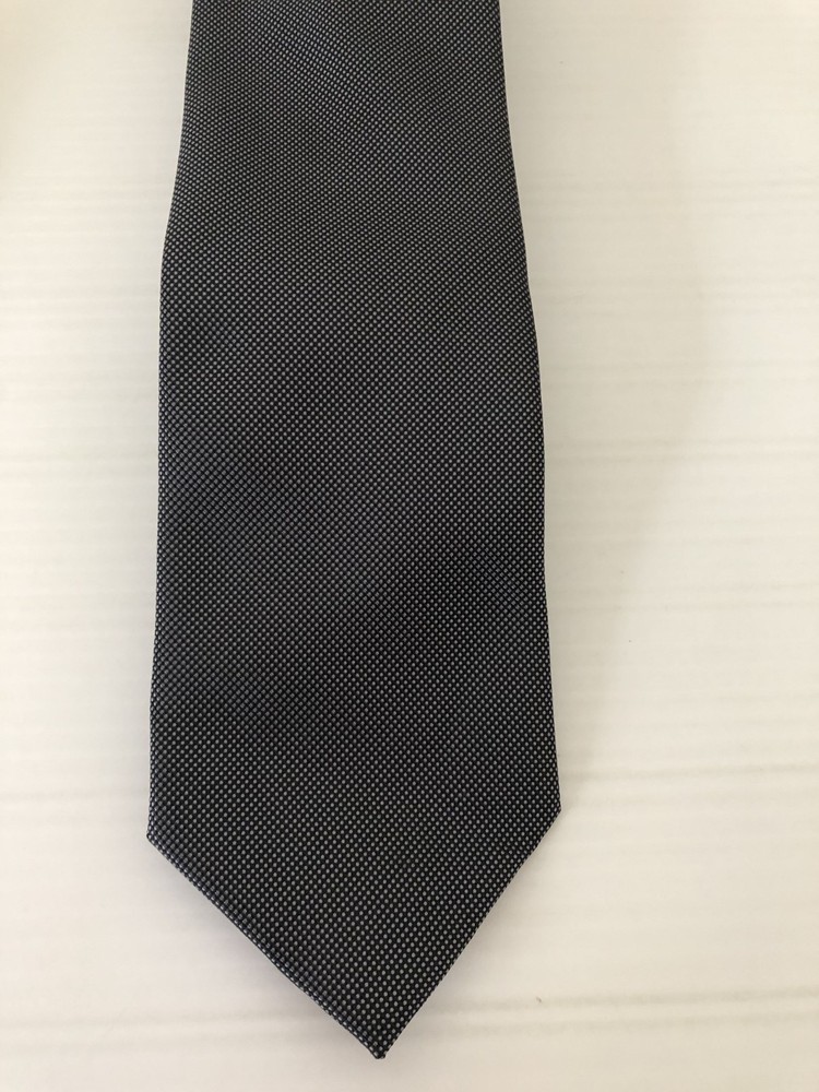 Connor Silk Men Tie Polyester Dark Grey White Dots