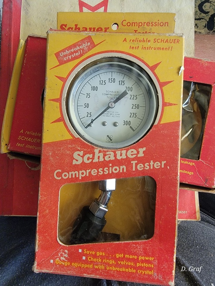 Vintage Schauer USA Compression Tester Untested, Original Box And Paperwork