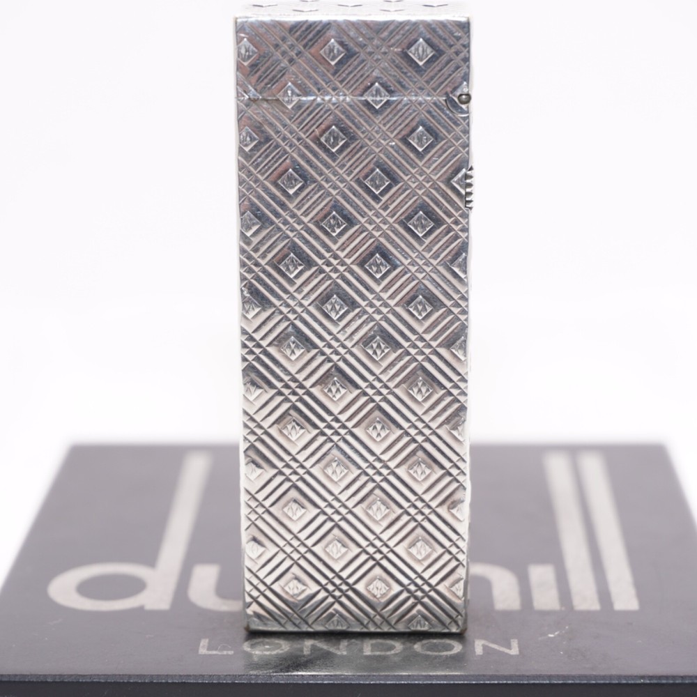 Dunhill Lighter Silver Rhombus Pattern_Ultrasonically cleaned_Working