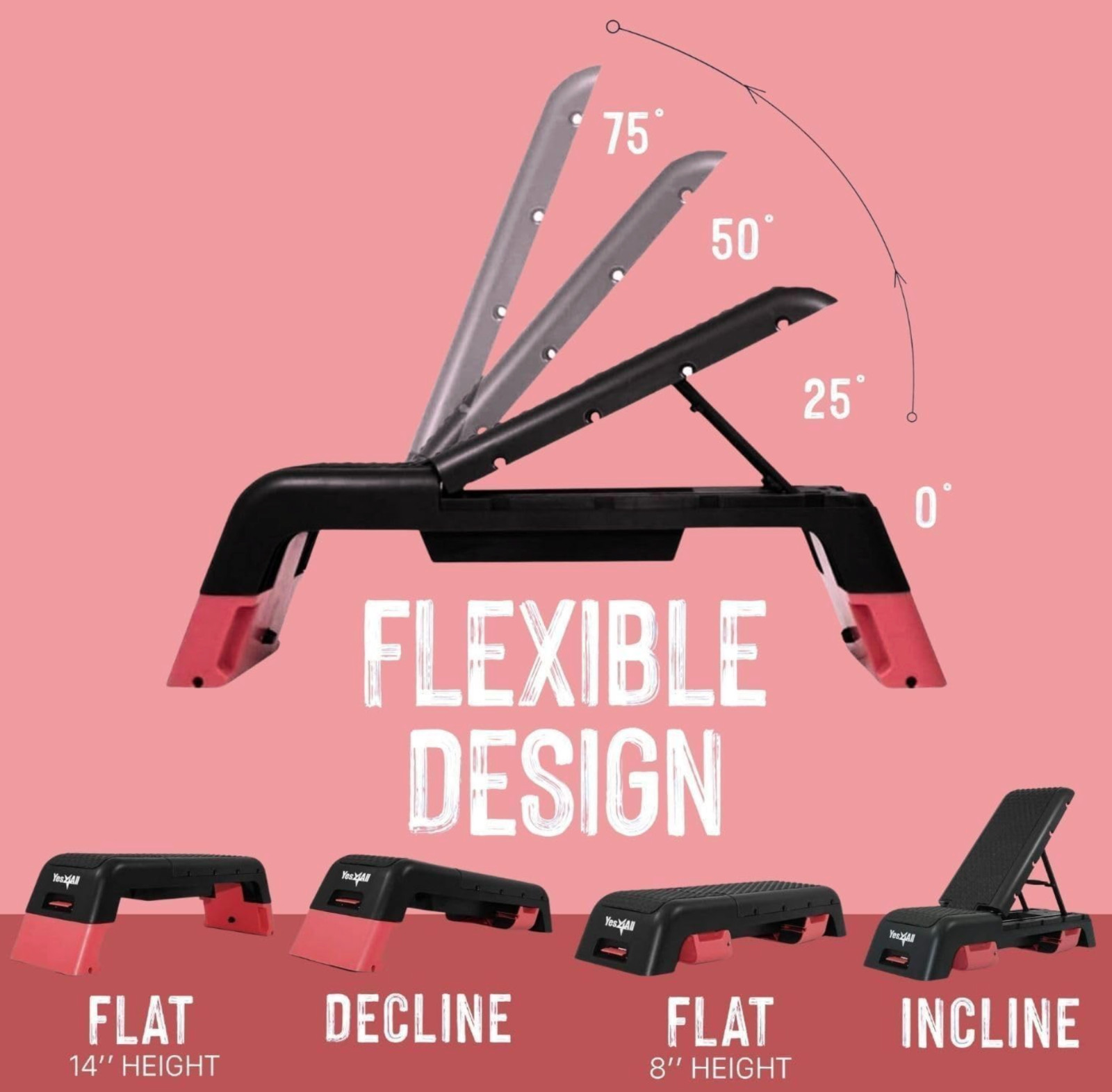 Yes4All Fitness Bench Workout Deck Aerobic Step Platform for Home Gym -Red/Black