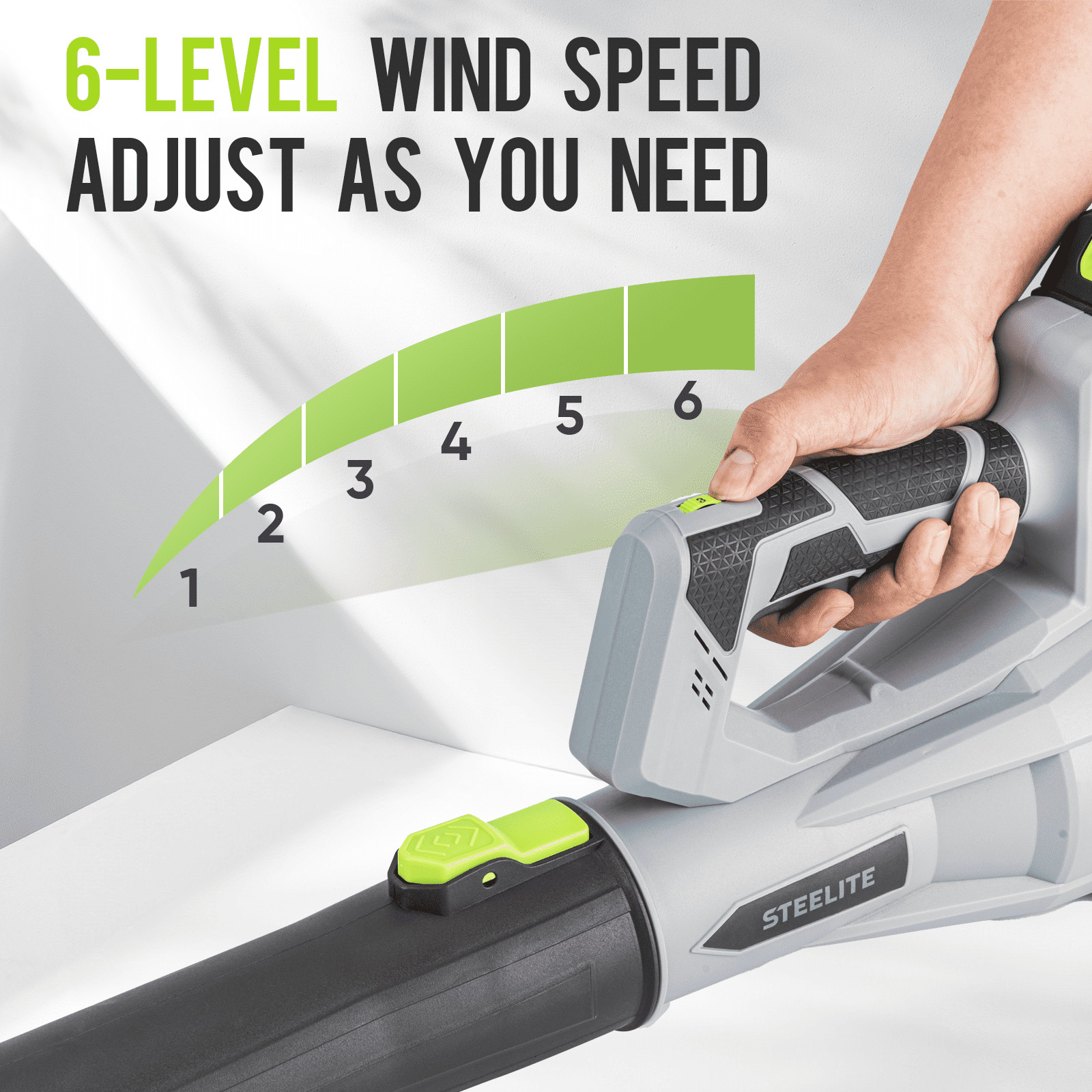 Steelite 20V Cordless Leaf Blower 600 CFM/150 MPH 6-speed with 2x2.0Ah Batteries