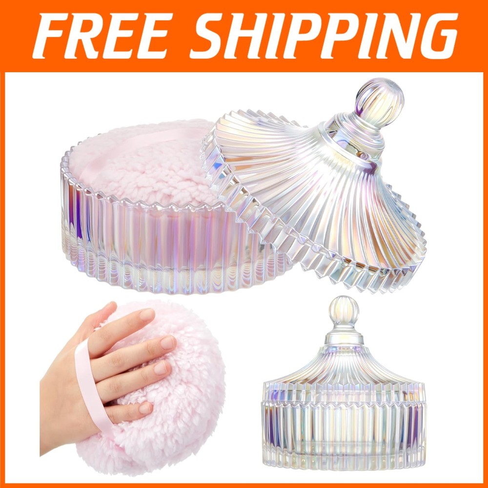 Women's Dusting Powder Puff Duo - Dazzling Crystal Container