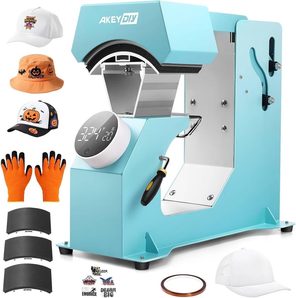 3-in-1 Auto Cap Heat Press Machine, Hat Heat Press with 3pcs Replaceable Heating