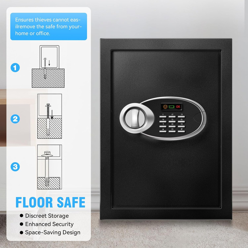 Large Fireproof Waterproof Safe Box with Digital Keypad & Combination Lock