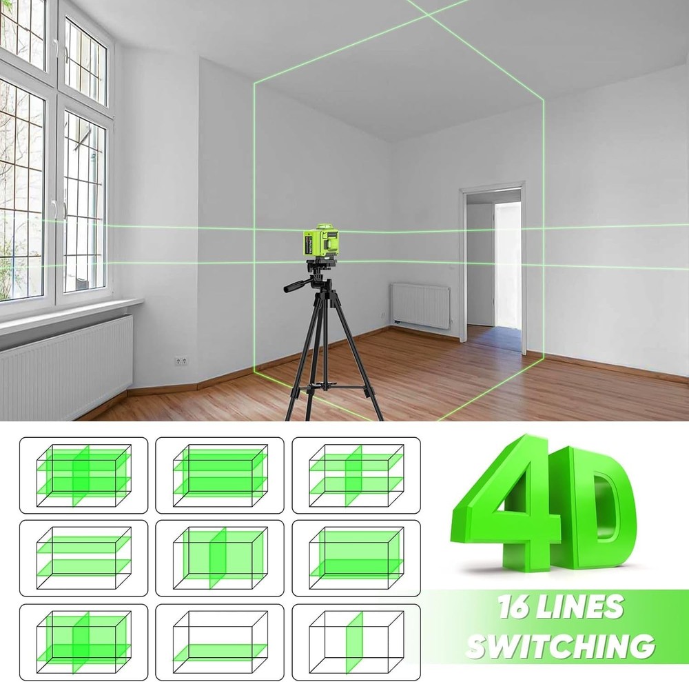 Laser Level 360 Self Leveling with 16 Lines With Tripod