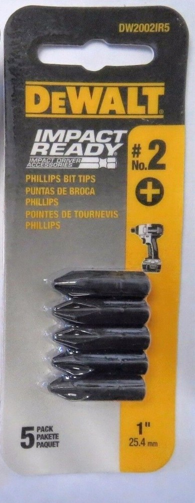 Dewalt DW2002IR5 #2 Phillips Bit Tips Impact Ready 5-Pack