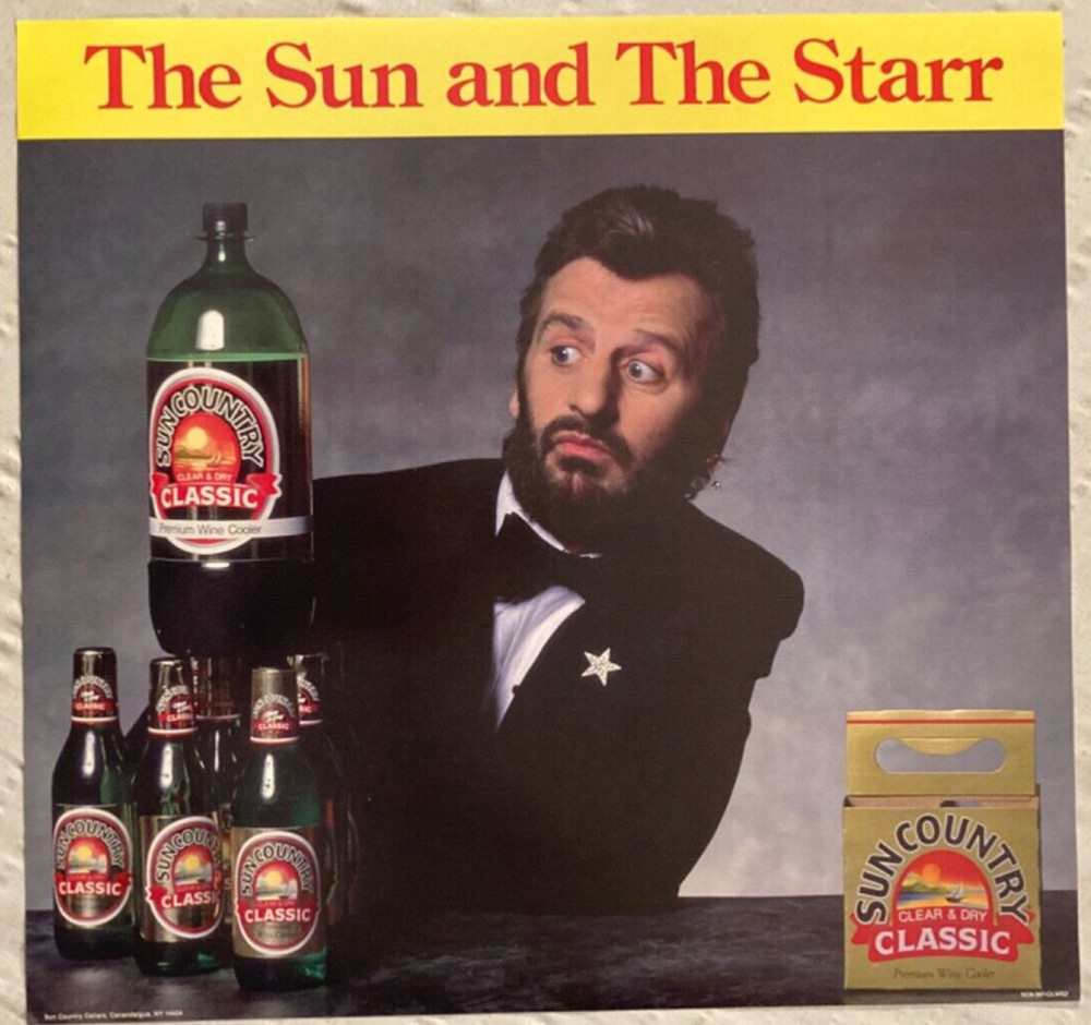 Ringo Starr 1987 Sun Country Wine Cooler Promo Poster New Condition Beatles E