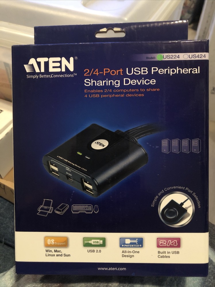USB 2.0 Data Switch ATEN US224 4x USB 2.0 device to 2 PC