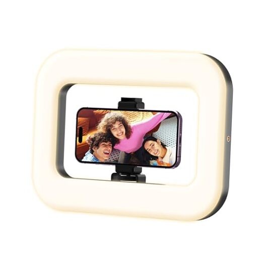 Rechargeable Ring Light Without Stand, Cordless Square Ring Light for 360