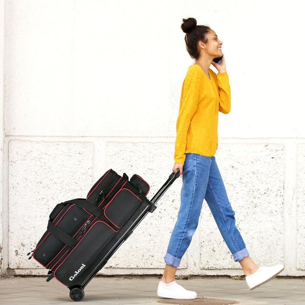 3 Ball Bowling Bag with Retractable Handle
