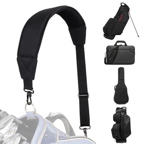 Golf Bag Shoulder Strap, Single Padded Adjustable Straps Universal All in Black
