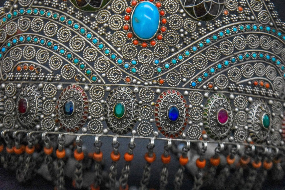 Exquisite Bukhara Persian Solid Silver Tiara with Stone work Islamic Eastern