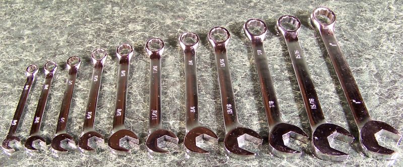 11pc SAE ANGLE HEAD COMBINATION WRENCH SET with STORAGE POUCH New Combo Wr box