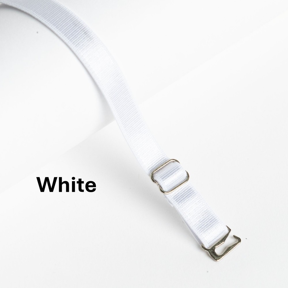 WHITE REPLACEMENT BRA STRAPS - ADJUSTABLE - (SIL) - 1CM WIDE