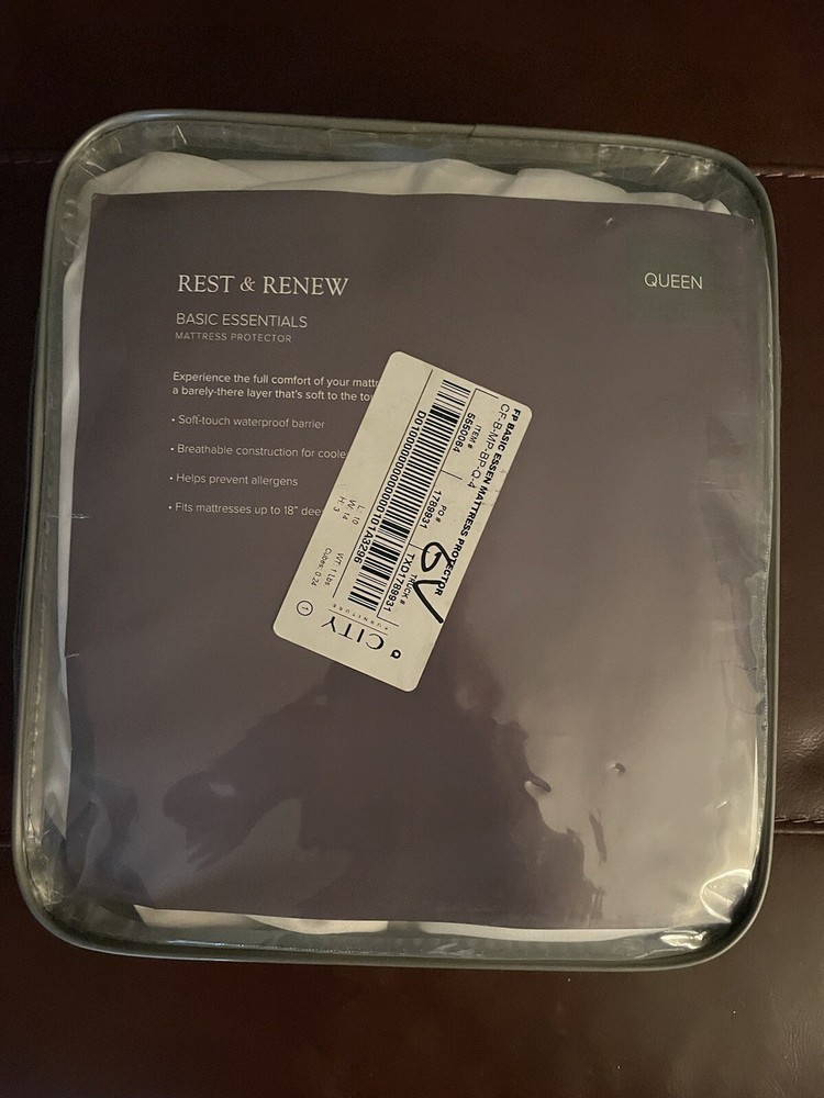 Rest & Renew Basic Essentials Mattress Protector Queen Size, White, 18”