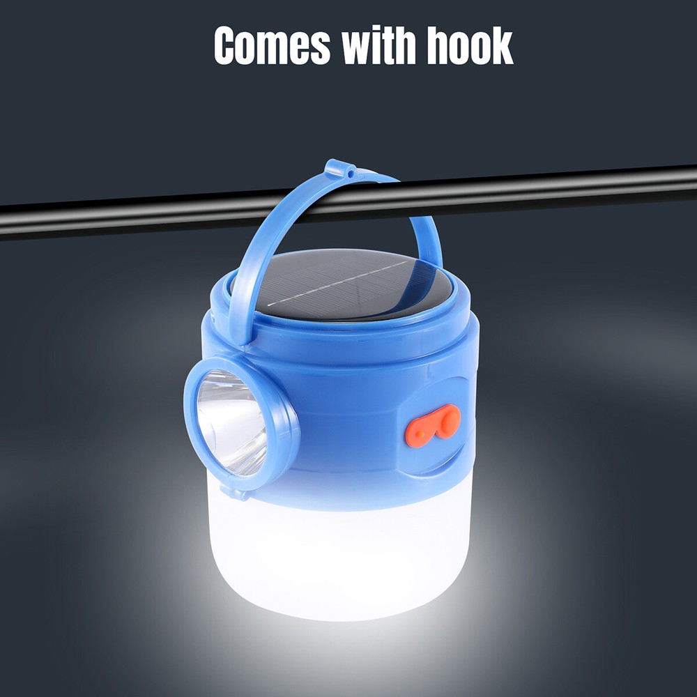 Solar Camping Lantern Flashlight Lamp Portable Rechargeable LED USB Powered A+++