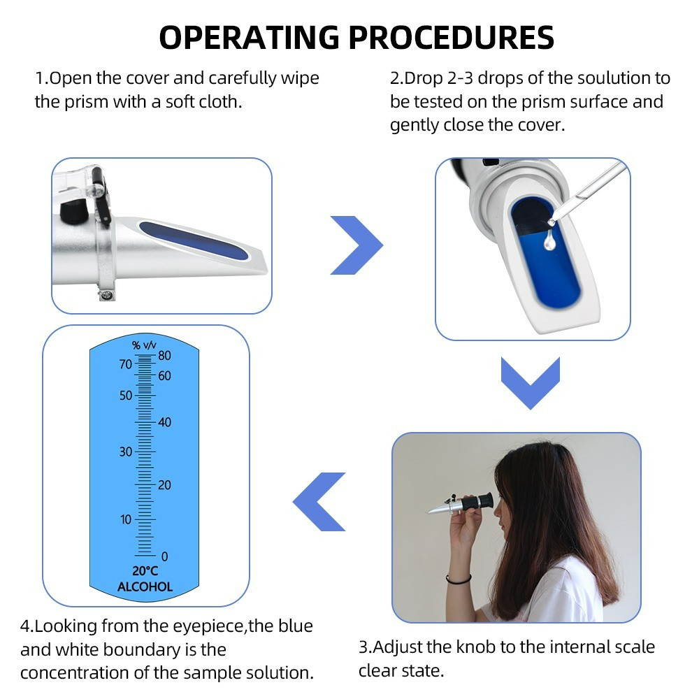 High Accuracy 0-80% Handheld Alcohol Concentration Measuring Instrument