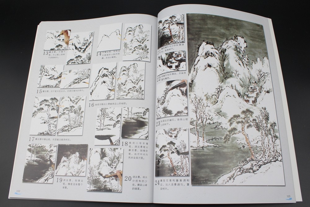 Self-Study Chinese Brush Painting Sumi-e How Draw Landscape Cloud Tree Books