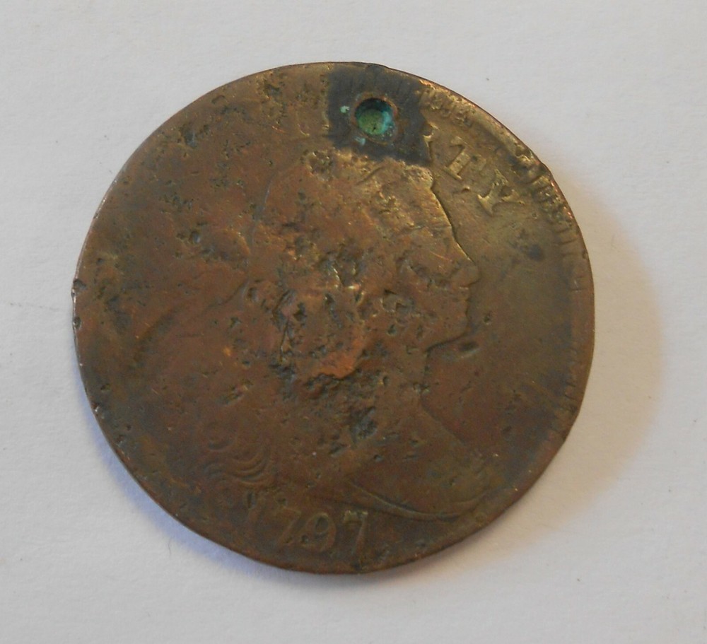 1797 US Draped Bust Large Cent Hole in Top As Shown