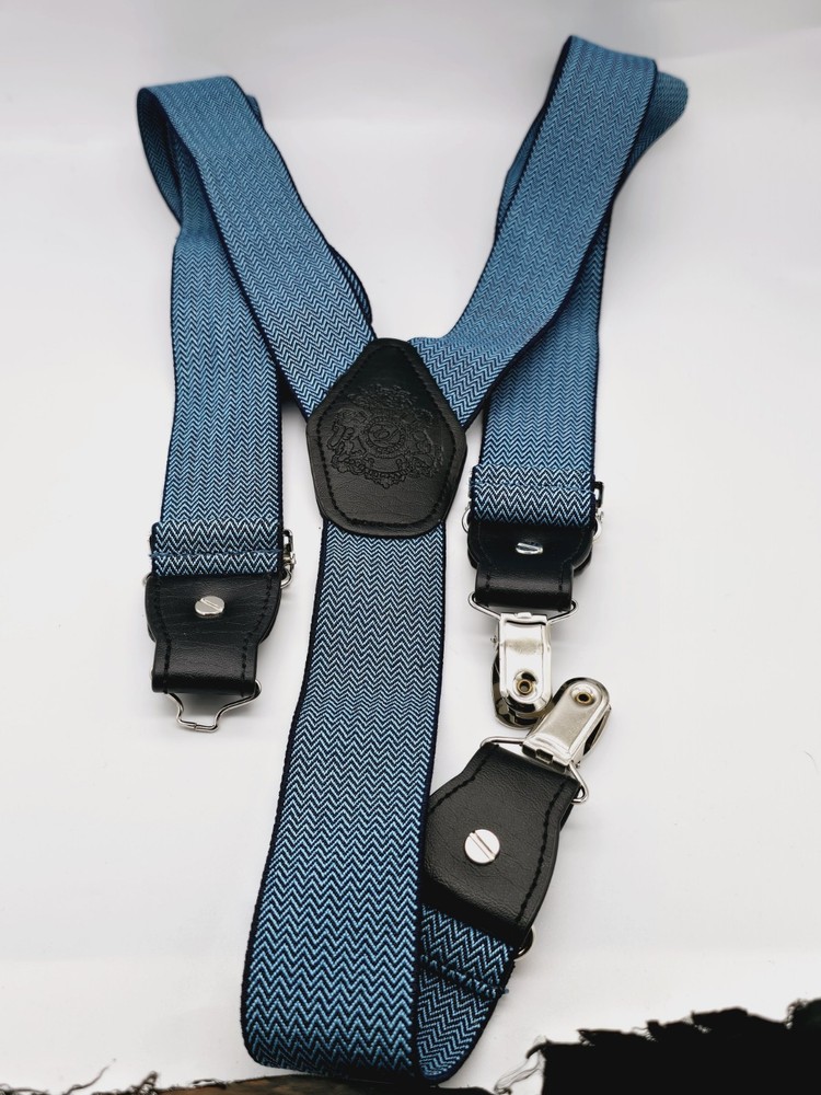 English Laundry Solid with Subtle Texture Stretch Suspenders. Teal & Black