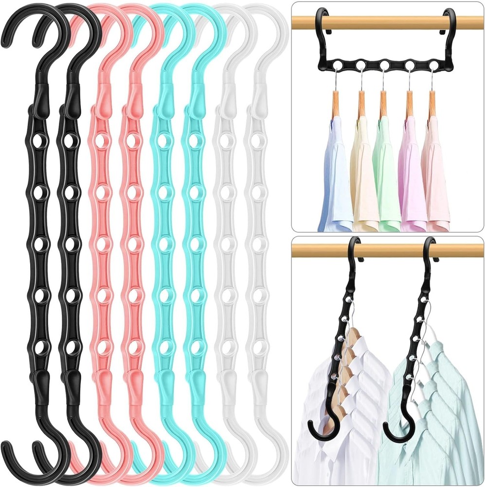 Durable 8 Pack Cascading Hangers to Maximize Closet Space - College Essentials