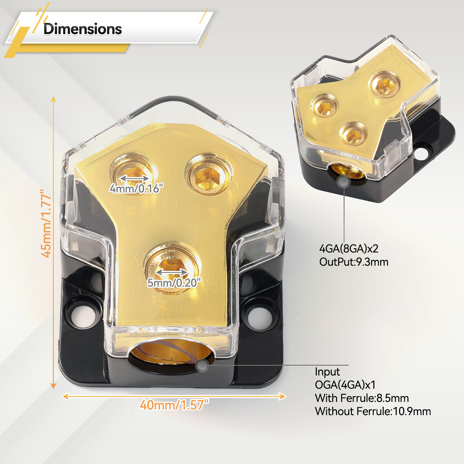 2x Car Audio Splitter Amp Distribution Power 0/2/4 Gauge In 4 / 6 / 8 Gauge Out.