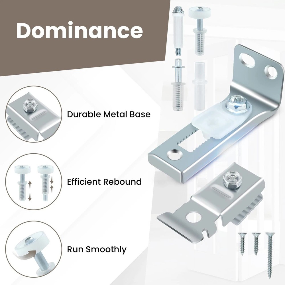 Bi-Fold Closet Door Hardware Kit with Spring Loaded Pivots and Roller Guide