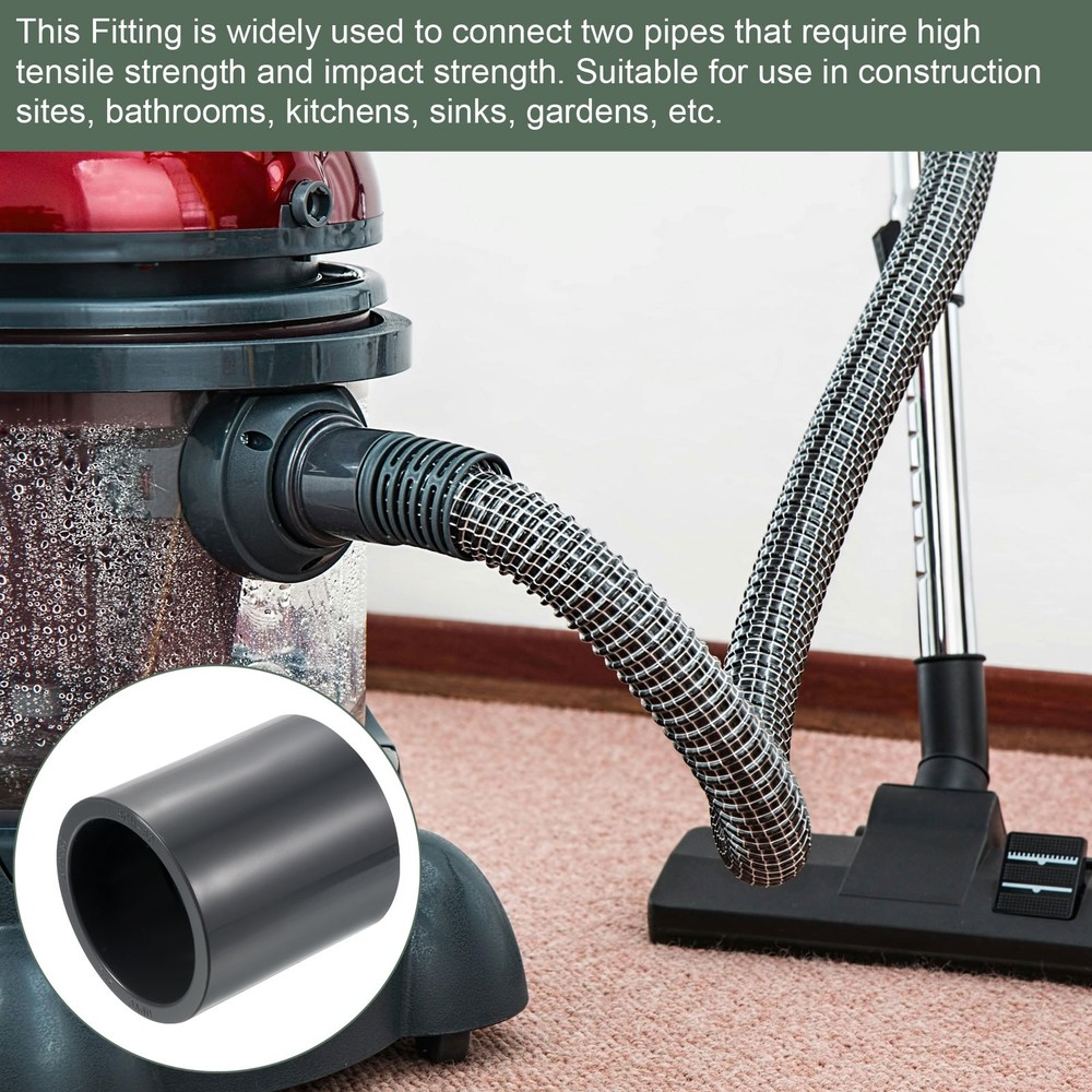 2 Pcs UPVC Fitting, Straight Adapter Connector Socket Schedule 80 (Gray, 2-1/2")