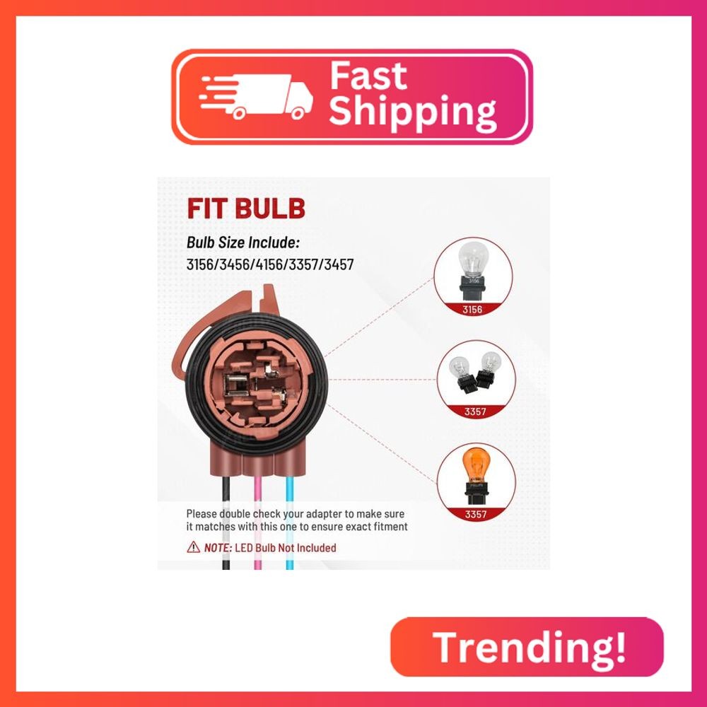RED WOLF 3157 3156 Pre-Wired Harness Socket Adapter Pigtail Connector Plug Compa