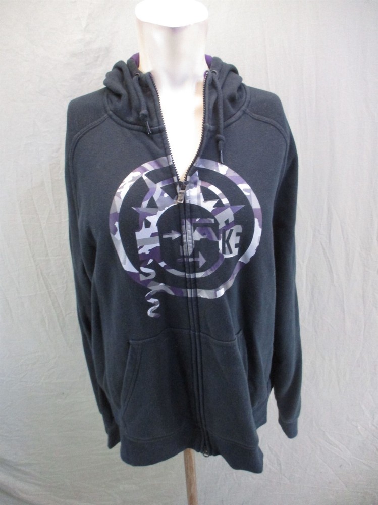 NIKE Size L Mens Multicolor Drawstring Full Zip Stand Collar Athletic Jacket 390