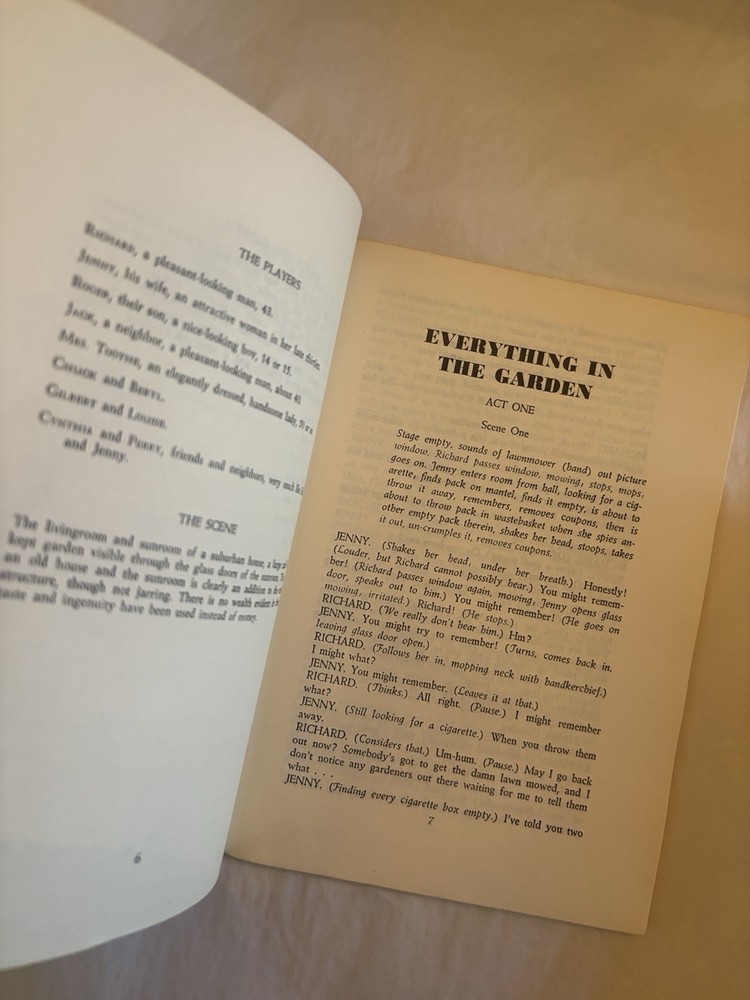 EVERYTHING IN THE GARDEN Edward Albee / Giles Cooper - Dramatists Script Acting
