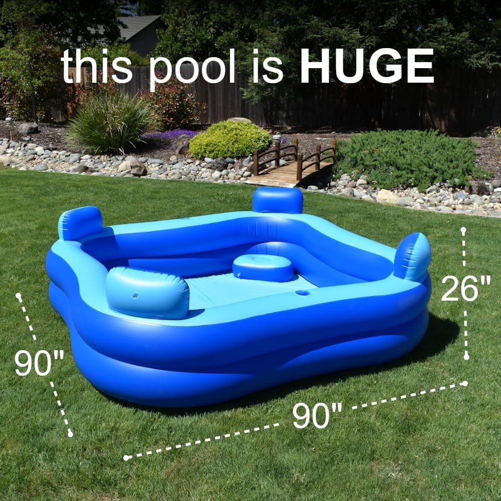 Inflatable Pool with Pump and Ground Tarp
