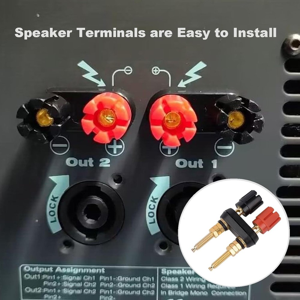 4Pcs Banana Jack Plugs Gold Plated Long Threaded Binding Post Speaker Connect...