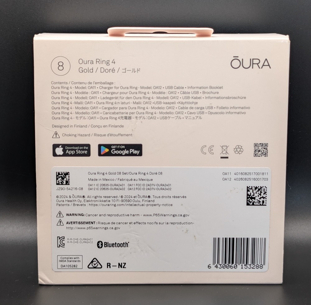 Oura Ring Gen 4 - Gold- Size 8 (Light Scratching) ~\