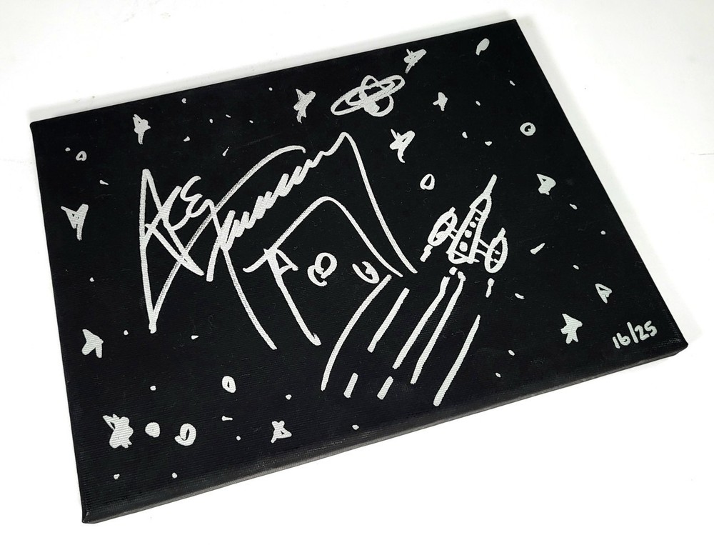 KISS ACE FREHLEY AUTOGRAPHED CANVAS, ORIGINAL ARTWORK #16/25