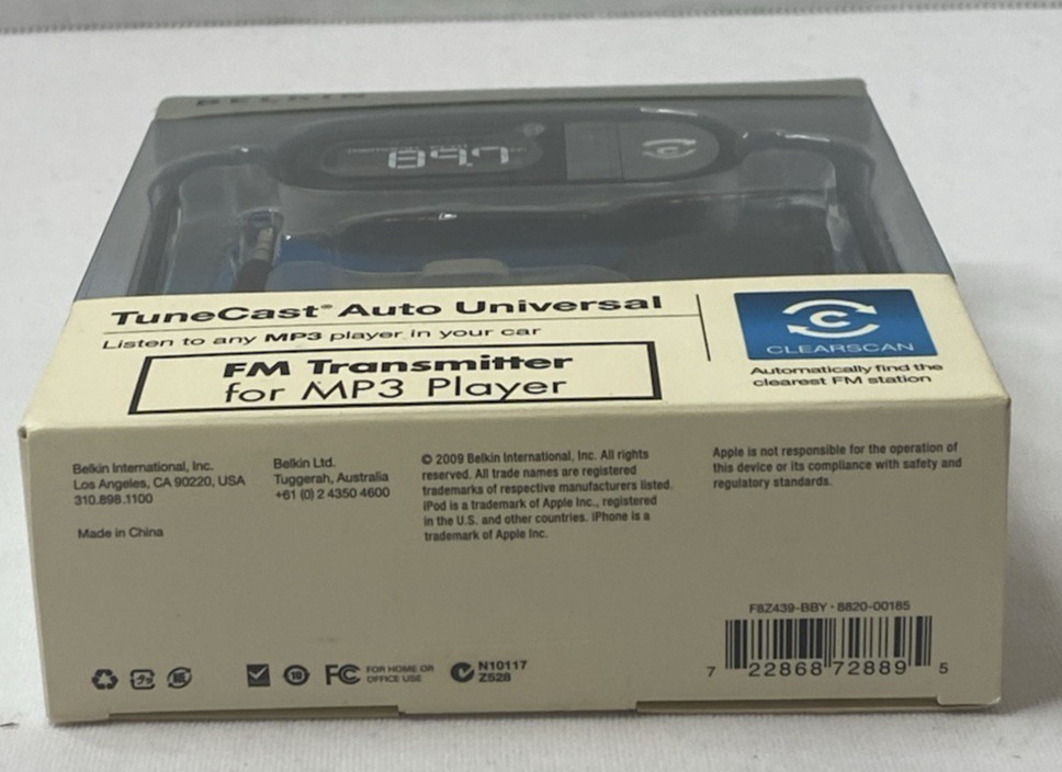 BELKIN TUNECAST AUTO UNIVERSAL FM TRANSMITTER FOR MP3 PLAYER